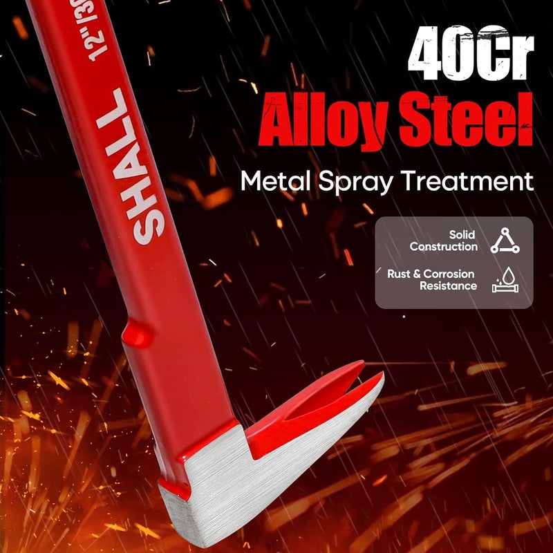 SHALL 3-Piece Nail Puller Tool Set, 12’’, 10’’, 8’’ - Heavy Duty & Mini Cats Paw Pry Bar, Utility Claw Bar, Wonder Bar, 40Cr Alloy Steel Crowbar Tool for Home Remolding & Woodworking - Image 3